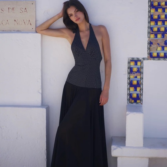 Rosalia Maxi Dress - Polka Dot Black Set Studio XS - Picture 1 of 8